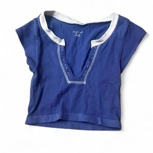 Urban Outfitters Blue Ribbed Crop Top